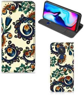 B2Ctelecom Hoesje Motorola Moto G9 Play Bookcase Barok Flower