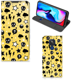 B2Ctelecom Hoesje Motorola Moto G9 Play Wallet Case met Pasjeshouder Punk Yellow