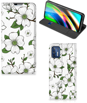 B2Ctelecom Hoesje Motorola Moto G9 Plus Book Case Dogwood Flowers