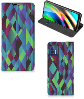 B2Ctelecom Hoesje Motorola Moto G9 Plus Bookcase Abstract Groen Blauw