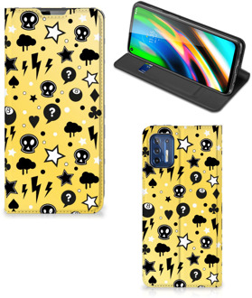 B2Ctelecom Hoesje Motorola Moto G9 Plus Wallet Case met Pasjeshouder Punk Yellow