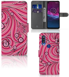 B2Ctelecom Hoesje Motorola One Action Swirl Pink