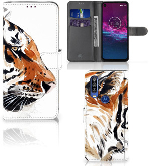 B2Ctelecom Hoesje Motorola One Action Watercolor Tiger