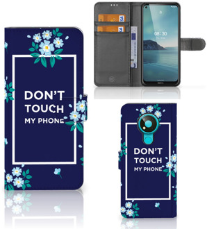 B2Ctelecom Hoesje Nokia 3.4 Telefoontasje Flowers Blue DTMP