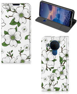 B2Ctelecom Hoesje Nokia 5.4 Book Case Dogwood Flowers