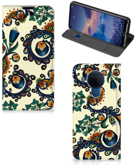 B2Ctelecom Hoesje Nokia 5.4 Bookcase Barok Flower