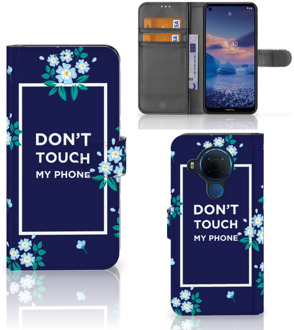 B2Ctelecom Hoesje Nokia 5.4 Telefoontasje Flowers Blue DTMP