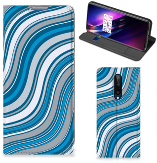 B2Ctelecom Hoesje OnePlus 8 Book Case Golven Blauw