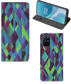 B2Ctelecom Hoesje OnePlus 8T Bookcase Abstract Groen Blauw