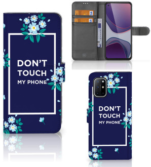 B2Ctelecom Hoesje OnePlus 8T Telefoontasje Flowers Blue DTMP