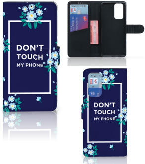 B2Ctelecom Hoesje OnePlus 9 Pro Telefoontasje Flowers Blue DTMP