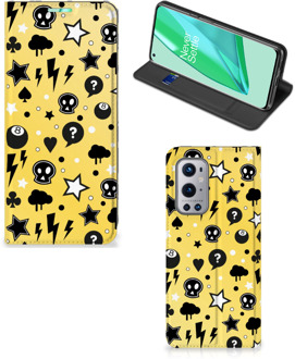 B2Ctelecom Hoesje OnePlus 9 Pro Wallet Case met Pasjeshouder Punk Yellow