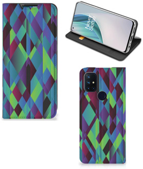 B2Ctelecom Hoesje OnePlus Nord N10 5G Bookcase Abstract Groen Blauw