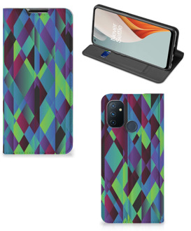 B2Ctelecom Hoesje OnePlus Nord N100 Bookcase Abstract Groen Blauw