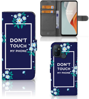 B2Ctelecom Hoesje OnePlus Nord N100 Telefoontasje Flowers Blue DTMP