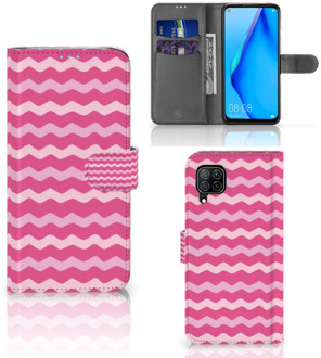 B2Ctelecom Hoesje ontwerpen Huawei P40 Lite GSM Hoesje ontwerpen Waves Pink