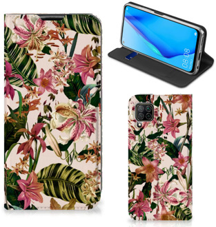 B2Ctelecom Hoesje ontwerpen Huawei P40 Lite Smart Cover Valentijn Cadeautje Vrouw Bloemen