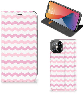 B2Ctelecom Hoesje ontwerpen iPhone 12 Pro Max Smart Cover Waves Roze