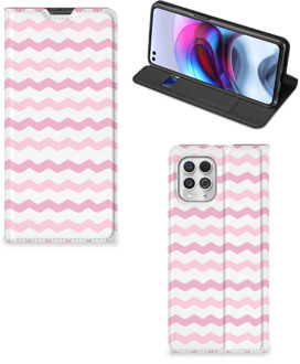 B2Ctelecom Hoesje ontwerpen Motorola Moto G100 Smart Cover Waves Roze