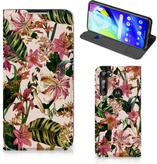 B2Ctelecom Hoesje ontwerpen Motorola Moto G8 Power Smart Cover Valentijn Cadeautje Vrouw Bloemen