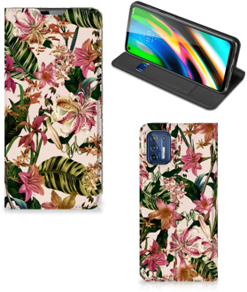 B2Ctelecom Hoesje ontwerpen Motorola Moto G9 Plus Smart Cover Valentijn Cadeautje Vrouw Bloemen