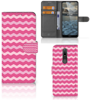 B2Ctelecom Hoesje ontwerpen Nokia 2.4 GSM Hoesje ontwerpen Waves Pink