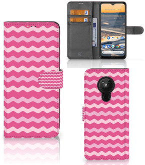 B2Ctelecom Hoesje ontwerpen Nokia 5.3 GSM Hoesje ontwerpen Waves Pink