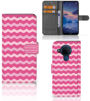 B2Ctelecom Hoesje ontwerpen Nokia 5.4 GSM Hoesje ontwerpen Waves Pink