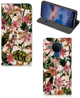 B2Ctelecom Hoesje ontwerpen Nokia 5.4 Smart Cover Valentijn Cadeautje Vrouw Bloemen