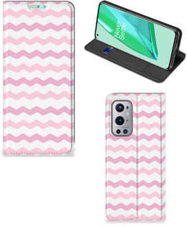 B2Ctelecom Hoesje ontwerpen OnePlus 9 Pro Smart Cover Waves Roze