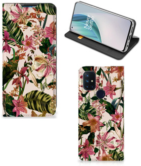 B2Ctelecom Hoesje ontwerpen OnePlus Nord N10 5G Smart Cover Valentijn Cadeautje Vrouw Bloemen