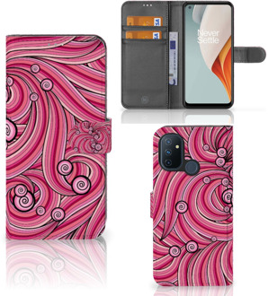 B2Ctelecom Hoesje ontwerpen OnePlus Nord N100 GSM Hoesje Swirl Pink