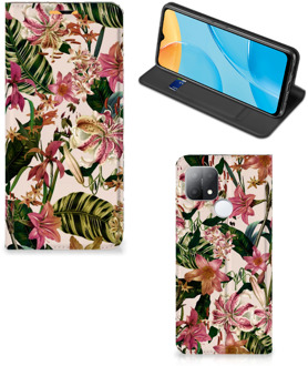 B2Ctelecom Hoesje ontwerpen OPPO A15 Smart Cover Valentijn Cadeautje Vrouw Bloemen