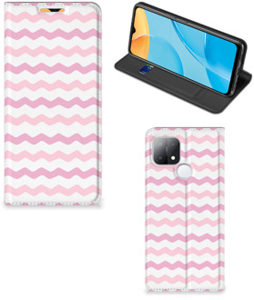 B2Ctelecom Hoesje ontwerpen OPPO A15 Smart Cover Waves Roze