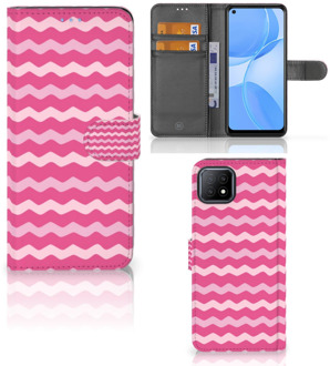 B2Ctelecom Hoesje ontwerpen OPPO A73 5G GSM Hoesje ontwerpen Waves Pink