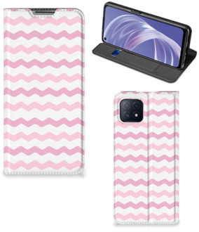 B2Ctelecom Hoesje ontwerpen OPPO A73 5G Smart Cover Waves Roze