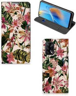 B2Ctelecom Hoesje ontwerpen OPPO A74 4G Smart Cover Valentijn Cadeautje Vrouw Bloemen