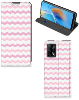 B2Ctelecom Hoesje ontwerpen OPPO A74 4G Smart Cover Waves Roze