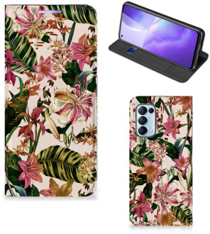 B2Ctelecom Hoesje ontwerpen OPPO Find X3 Lite Smart Cover Valentijn Cadeautje Vrouw Bloemen