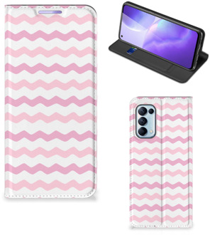 B2Ctelecom Hoesje ontwerpen OPPO Find X3 Lite Smart Cover Waves Roze