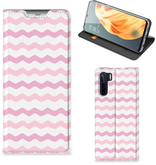 B2Ctelecom Hoesje ontwerpen OPPO Reno3 | A91 Smart Cover Waves Roze