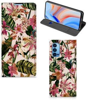 B2Ctelecom Hoesje ontwerpen OPPO Reno4 Pro 5G Smart Cover Valentijn Cadeautje Vrouw Bloemen