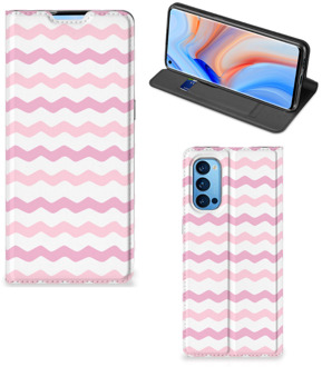 B2Ctelecom Hoesje ontwerpen OPPO Reno4 Pro 5G Smart Cover Waves Roze