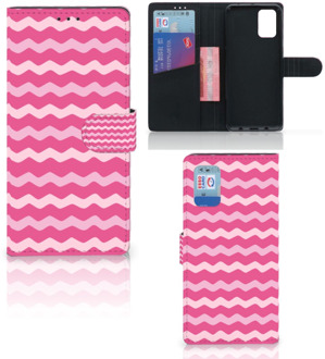 B2Ctelecom Hoesje ontwerpen Samsung Galaxy A02s Flip Cover Samsung M02s GSM Hoesje ontwerpen Waves Pink