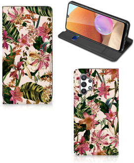 B2Ctelecom Hoesje ontwerpen Samsung Galaxy A32 4G Smart Cover Valentijn Cadeautje Vrouw Bloemen