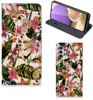 B2Ctelecom Hoesje ontwerpen Samsung Galaxy A32 5G Smart Cover Valentijn Cadeautje Vrouw Bloemen