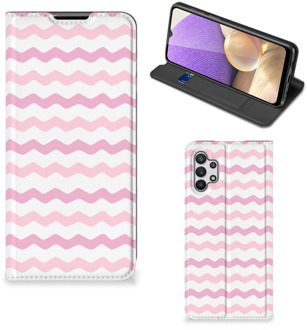 B2Ctelecom Hoesje ontwerpen Samsung Galaxy A32 5G Smart Cover Waves Roze