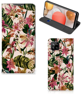 B2Ctelecom Hoesje ontwerpen Samsung Galaxy A42 Smart Cover Valentijn Cadeautje Vrouw Bloemen