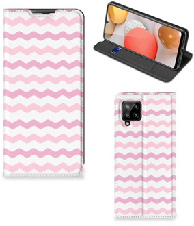 B2Ctelecom Hoesje ontwerpen Samsung Galaxy A42 Smart Cover Waves Roze