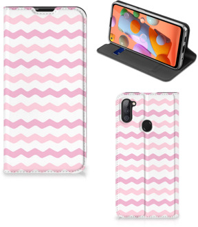 B2Ctelecom Hoesje ontwerpen Samsung Galaxy M11 | A11 Smart Cover Waves Roze